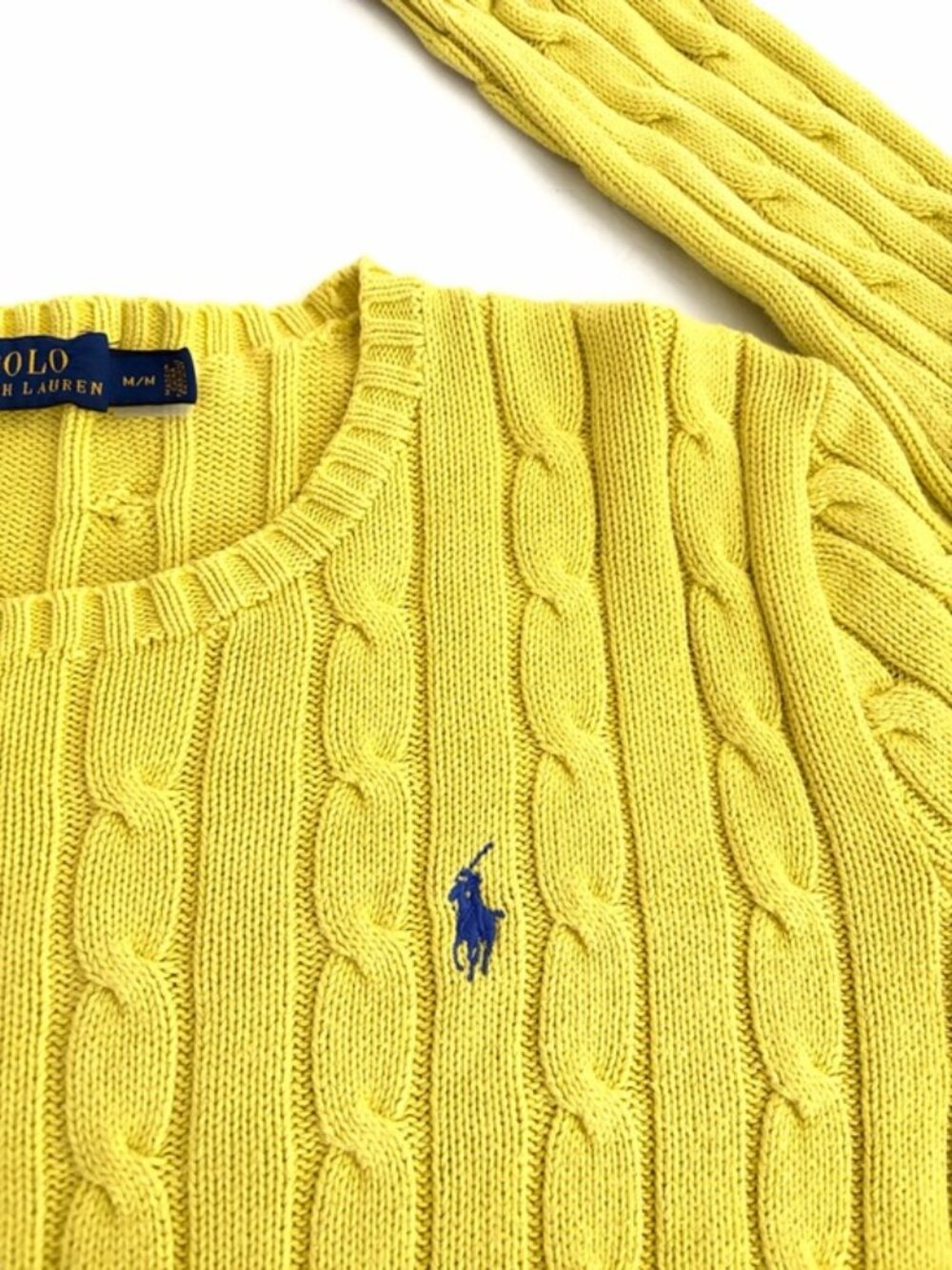 Polo Ralph Lauren Women’s Knit Sweater Yellow Crewneck size Medium - Picture 9 of 12